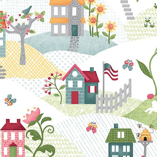 Wander Lane - Posies - per yard - Nancy Halvorsen for Benartex - Blue Grass - 13603-47