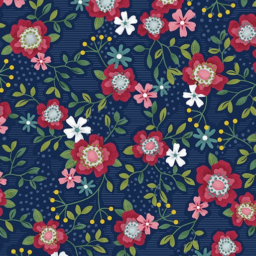 Wander Lane - Blossom Scallop - per yard - Nancy Halvorsen for Benartex - Forest - 13602-48