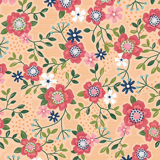 Wander Lane - Posies - per yard - Nancy Halvorsen for Benartex - Blue Grass - 13603-47