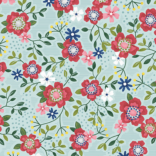 Wander Lane - Blossom Scallop - per yard - Nancy Halvorsen for Benartex - Slate - 13602-08