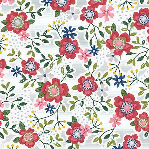 Wander Lane - Wild Berry - per yard - Nancy Halvorsen for Benartex - Coral - 13605-27