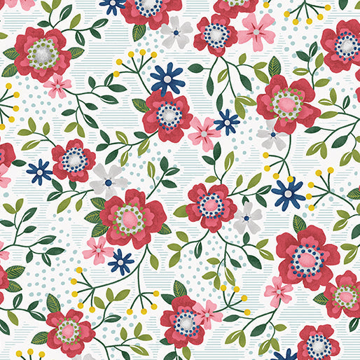 Wander Lane - Posies - per yard - Nancy Halvorsen for Benartex - Salmon - 13603-26