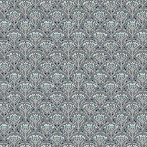 Wander Lane - Blossom Scallop - per yard - Nancy Halvorsen for Benartex - Navy - 13602-11