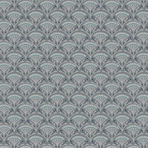 Wander Lane - Blossom Scallop - per yard - Nancy Halvorsen for Benartex - Slate - 13602-08-RebsFabStash