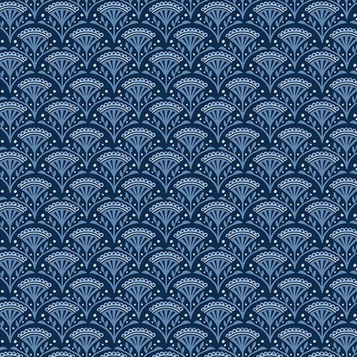 Wander Lane - Blossom Scallop - per yard - Nancy Halvorsen for Benartex - Navy - 13602-11-RebsFabStash