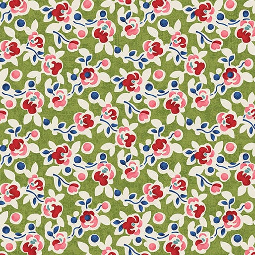 Wander Lane - Wild Berry - per yard - Nancy Halvorsen for Benartex - Celery - 13605-40