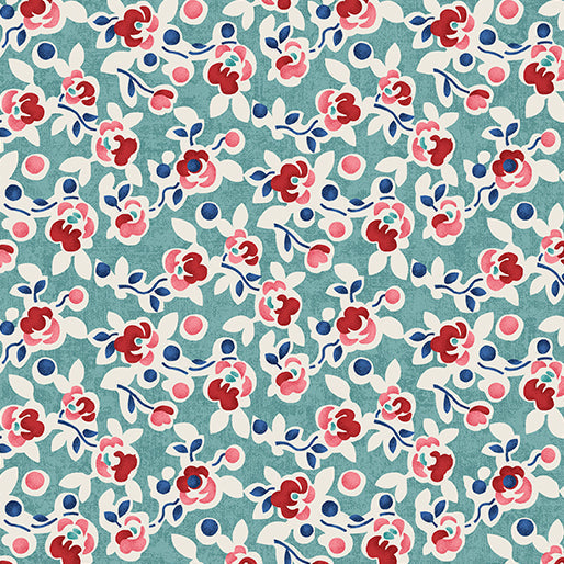 Wander Lane - Vines - per yard - Nancy Halvorsen for Benartex - Aqua - 13607-24