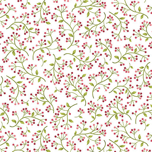 Wander Lane - Dew Drops - per yard - Nancy Halvorsen for Benartex - Coral - 13609-27