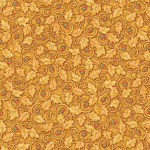 Wander Lane II - Acorns - per yard - Nancy Halvorsen for Benartex - Gold - 13652-30-Yardage - on the bolt-RebsFabStash