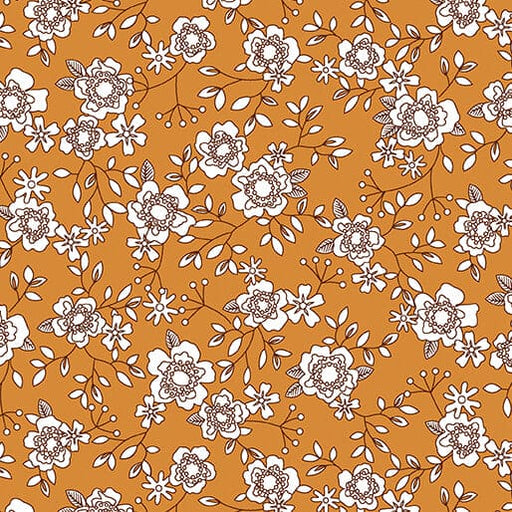 Wander Lane II - Winter Rose - per yard - Nancy Halvorsen for Benartex - Pumpkin - 13653 - 36-Yardage - on the bolt-RebsFabStash