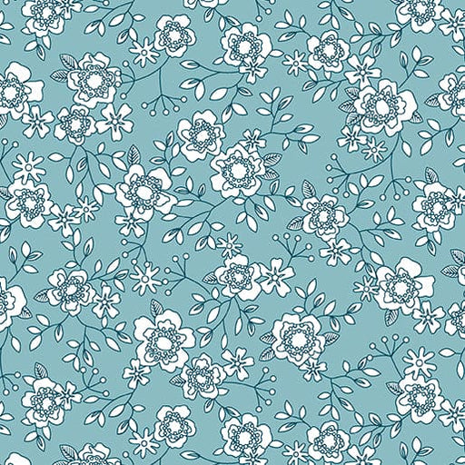 Wander Lane II - Winter Rose - per yard - Nancy Halvorsen for Benartex - Teal - 13653 - 84-Yardage - on the bolt-RebsFabStash