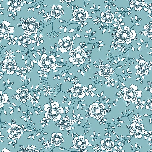 Wander Lane II - Winter Rose - per yard - Nancy Halvorsen for Benartex - Teal - 13653 - 84-Yardage - on the bolt-RebsFabStash