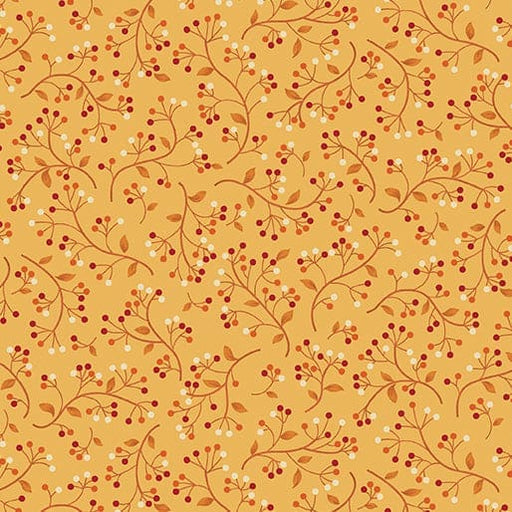 Wander Lane II - Winter Berry - per yard - Nancy Halvorsen for Benartex - Pumpkin - 13656-36-Yardage - on the bolt-RebsFabStash