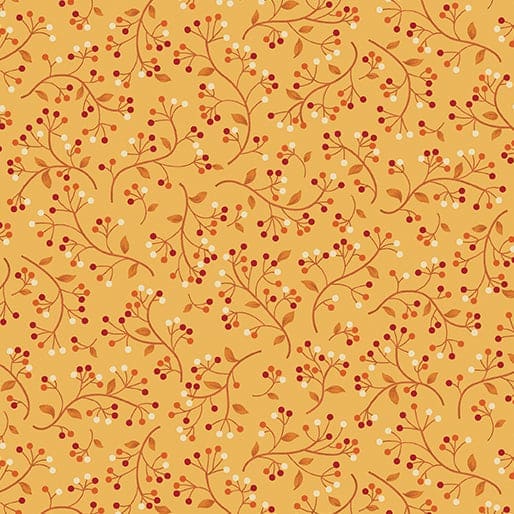 Wander Lane II - Winter Berry - per yard - Nancy Halvorsen for Benartex - Pumpkin - 13656-36-Yardage - on the bolt-RebsFabStash