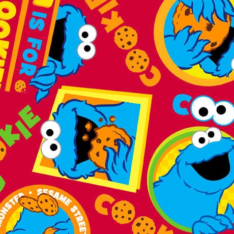 Sesame Street - per yard - Quilting Treasures - Cookie Monster Red - 27536-R-RebsFabStash