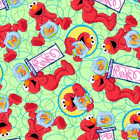 Sesame Street - per yard - Quilting Treasures - Tossed Elmo - Green - 27913 H-RebsFabStash