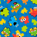 Sesame Street - per yard - Quilting Treasures - Puzzle Piece - Royal - 27918 Y-RebsFabStash