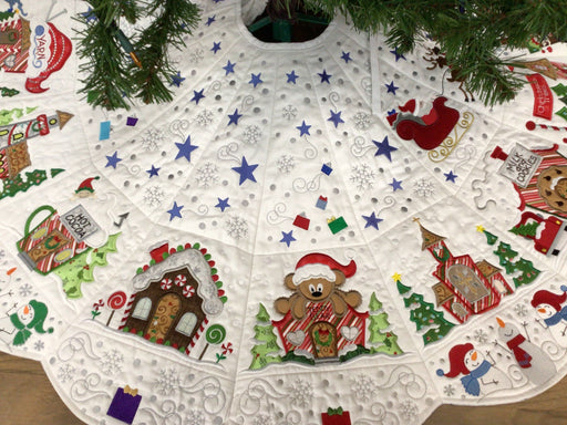 North Pole Village Tree Skirt - Fabric KIT - Machine Embroidery - Fabric Only-Quilt Kits & PODS-RebsFabStash