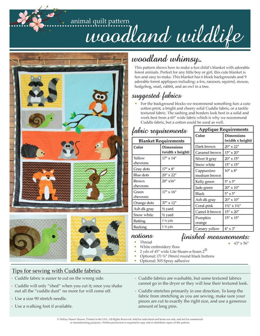 Woodland Wildfile - Animal Block Blanket Pattern - Designed by Mckay Manor Musers - Uses Shannon Fabrics - Cuddle Fabrics - MMM_PAT_0081-Patterns-RebsFabStash