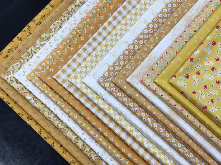 Lori Holt Yellows - PROMO Fat Quarter Bundle (15) 18" x 22" - Lori Holt for Riley Blake Designs-Fat Quarters/F8s/Bundles-RebsFabStash