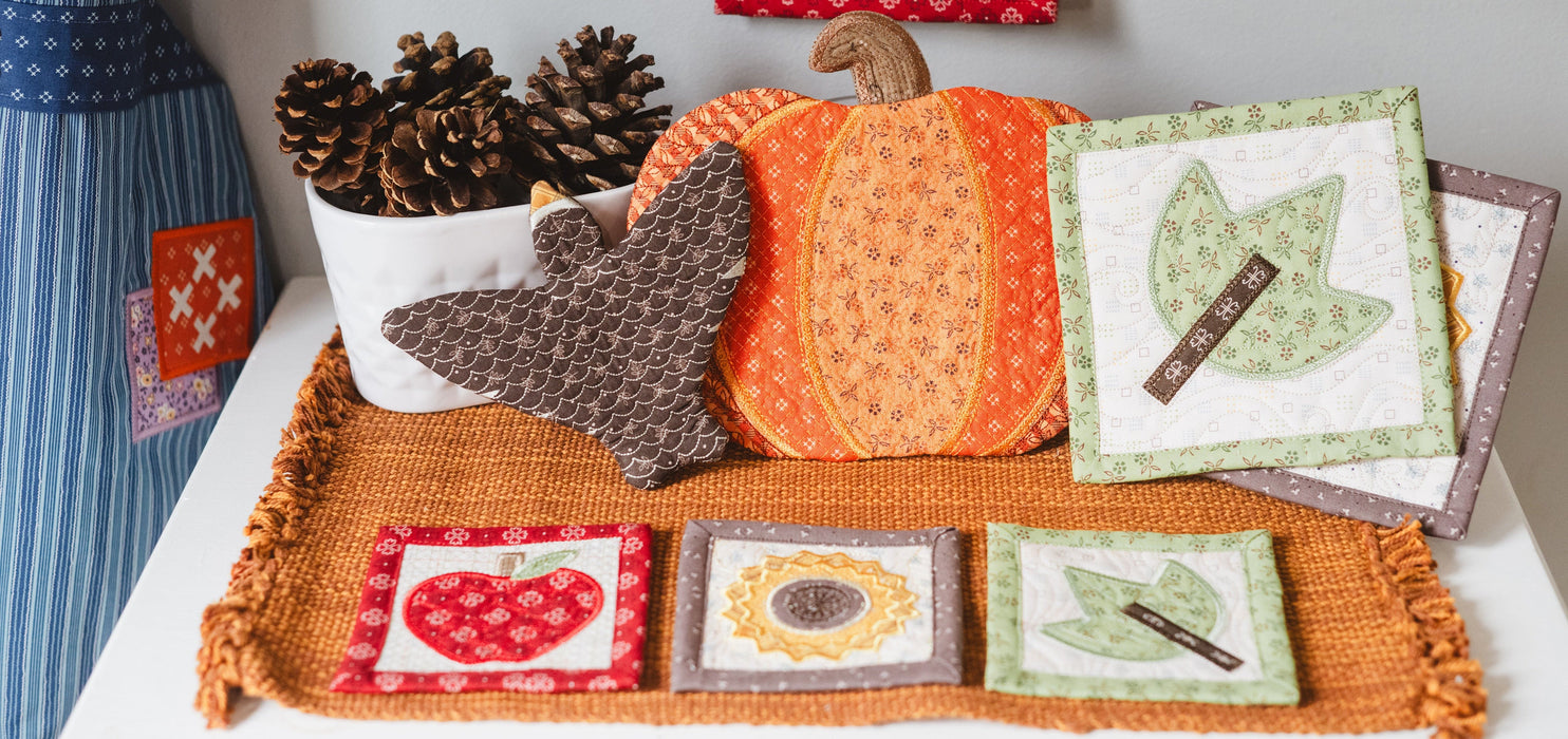 NEW! Autumn in the Kitchen Projects - Machine Embroidery USB - by Lori Holt of Bee in my Bonnet -  Riley Blake Designs uses Autumn Fabrics!! - ME018ALP24R2