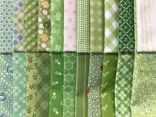 Lori Holt Greens - PROMO Fat Quarter Bundle (22) - 18" x 22" pieces - by Lori Holt of Bee in my Bonnet - Riley Blake - FQB-LH-GREENS-22-Fat Quarters/F8s/Bundles-RebsFabStash