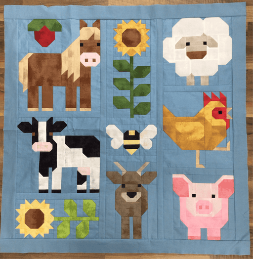 Fab Farm Quilt Kit - uses Confetti Cottons & Shabby from Riley Blake - designed by Elizabeth Hartman - 39x39 - FABFARMSMALL-39X39-Quilt Kits & PODS-RebsFabStash