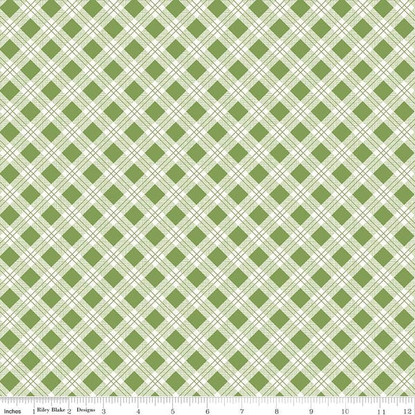 Bee Plaids - Scarecrow - Clover- Per Yard - Lori Holt - Bee in my Bonnet - Riley Blake - Basics - C12020-CLOVER-Yardage - on the bolt-RebsFabStash