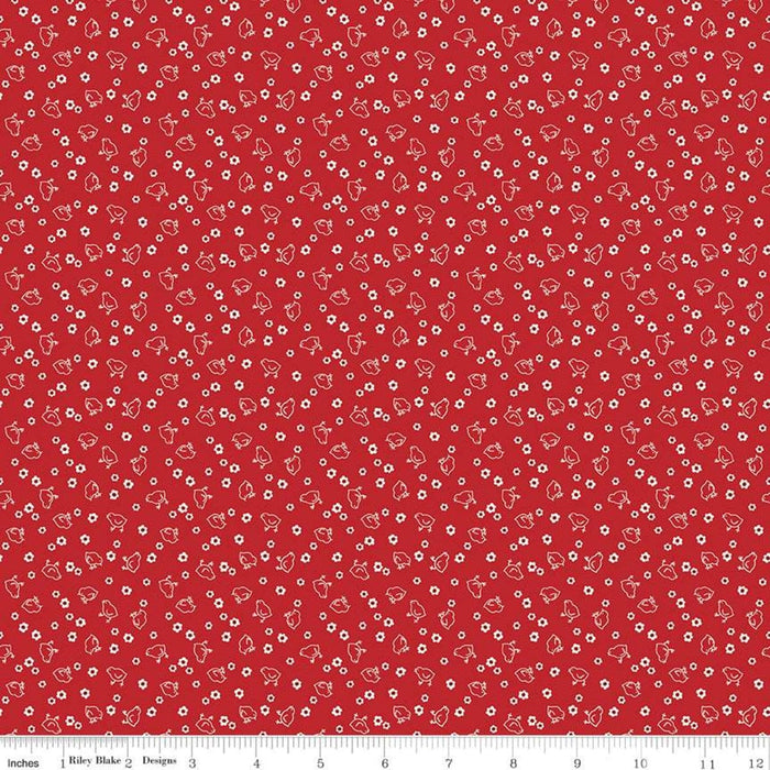 NEW! Calico - Chicks Red - Per Yard - by Lori Holt of Bee in My Bonnet - Riley Blake Designs - C12846-RED-Yardage - on the bolt-RebsFabStash