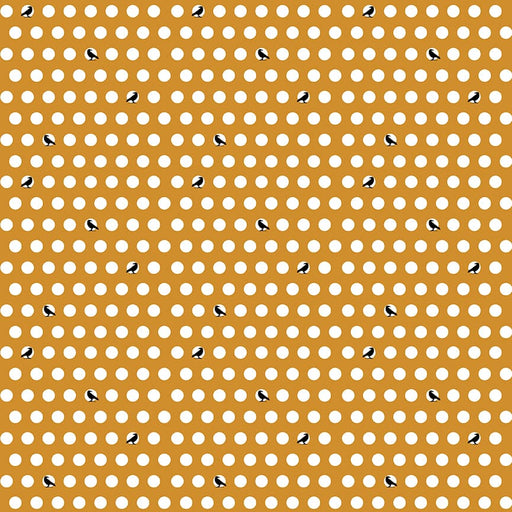 Haunted Adventure - per yard - by Beverly McCullough for Riley Blake Designs - Butterscotch Dots and Crows - C13113-BUTTERSCOTCH-Yardage - on the bolt-RebsFabStash