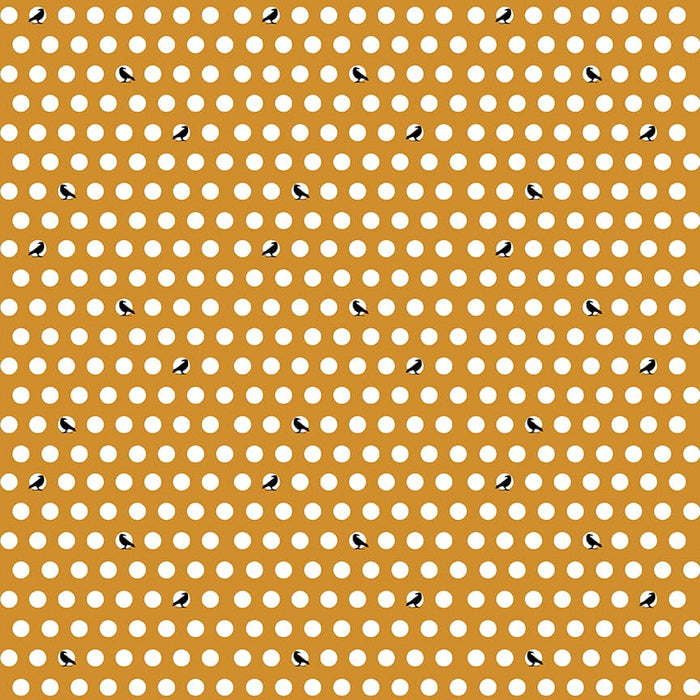 Haunted Adventure - per yard - by Beverly McCullough for Riley Blake Designs - Butterscotch Dots and Crows - C13113-BUTTERSCOTCH-Yardage - on the bolt-RebsFabStash