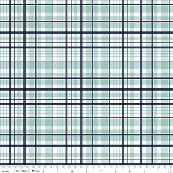 It's a Boy Plaid - per yard - by Echo Park for Riley Blake Designs - C13253-Aqua-RebsFabStash