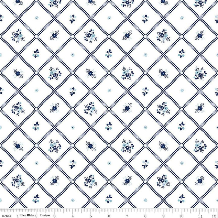 Simply Country - Dot Grid - per yard - by Tasha Noel for Riley Blake Designs - C13412-White-RebsFabStash