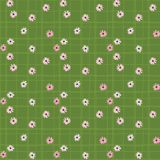 Flour & Flower - per yard - by Jill Finley for Riley Blake Designs - Green Flower Grid - C14014-GREEN-Yardage - on the bolt-RebsFabStash