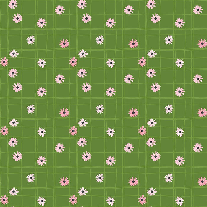 Flour & Flower - per yard - by Jill Finley for Riley Blake Designs - Green Flower Grid - C14014-GREEN-Yardage - on the bolt-RebsFabStash