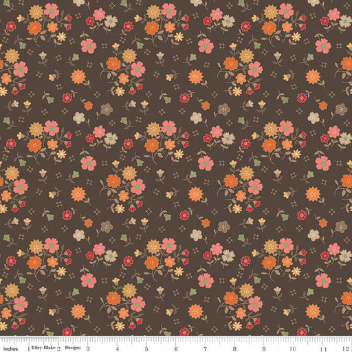 Autumn - Lori Holt for Riley Blake Designs - per yard - Raisin Floral on brown - C14650-Raisin-Yardage - on the bolt-RebsFabStash