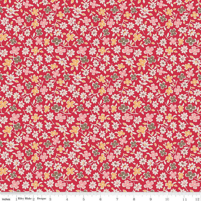 Autumn - Lori Holt for Riley Blake Designs - per yard - Riley Red Cosmos - C14659-RILEYRED-Yardage - on the bolt-RebsFabStash