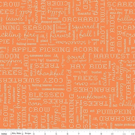 Autumn - Lori Holt for Riley Blake Designs - per yard - Pumpkin Words - C14667-PUMPKIN-Yardage - on the bolt-RebsFabStash