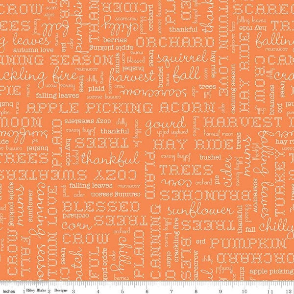 Autumn - Lori Holt for Riley Blake Designs - per yard - Pumpkin Words - C14667-PUMPKIN-Yardage - on the bolt-RebsFabStash