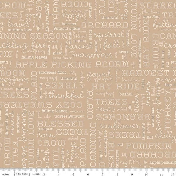 Autumn - Lori Holt for Riley Blake Designs - per yard - Tea Dye Words - C14667-TEADYE-Yardage - on the bolt-RebsFabStash