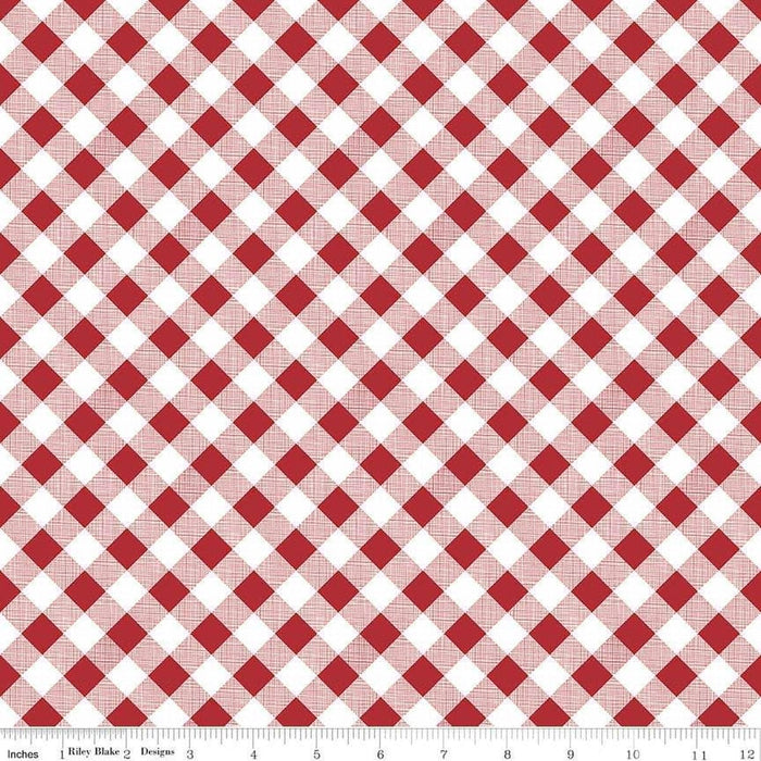 Sew Cherry 2 - per yard - Riley Blake - by Lori Holt - Red Gingham on white - C5808-Reduced!-RebsFabStash