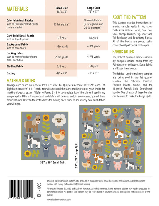 Fab Farm Quilt Kit - uses Confetti Cottons & Shabby from Riley Blake - designed by Elizabeth Hartman - 39x39 - FABFARMSMALL-39X39