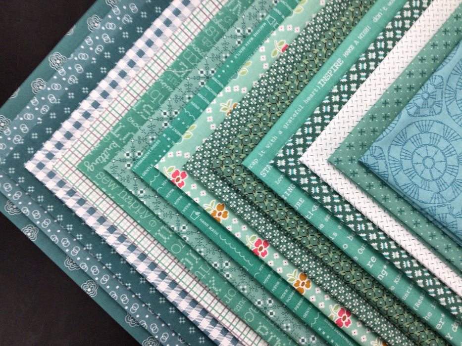 Lori Holt Teals - PROMO Fat Quarter Bundles - (16) or (18) 18" x 22" pieces - by Lori Holt of Bee in my Bonnet - Riley Blake Designs-Fat Quarters/F8s/Bundles-RebsFabStash