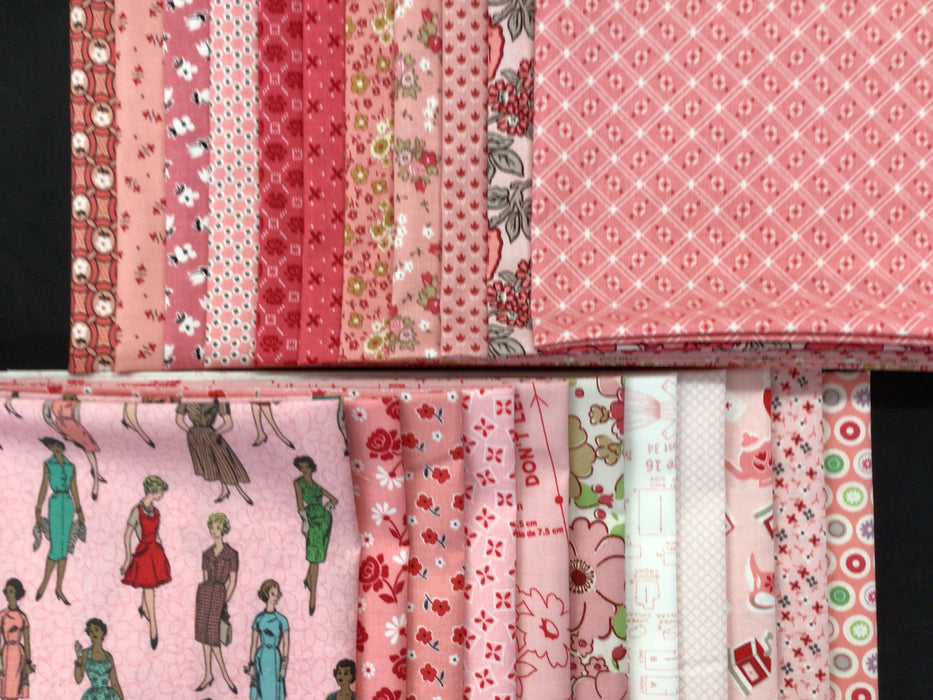 Lori Holt Pinks - PROMO Fat Quarter Bundle (22) 18" x 22" pieces - by Lori Holt of Bee in my Bonnet - Riley Blake Designs - FQB-LH-PINKS-22-Fat Quarters/F8s/Bundles-RebsFabStash