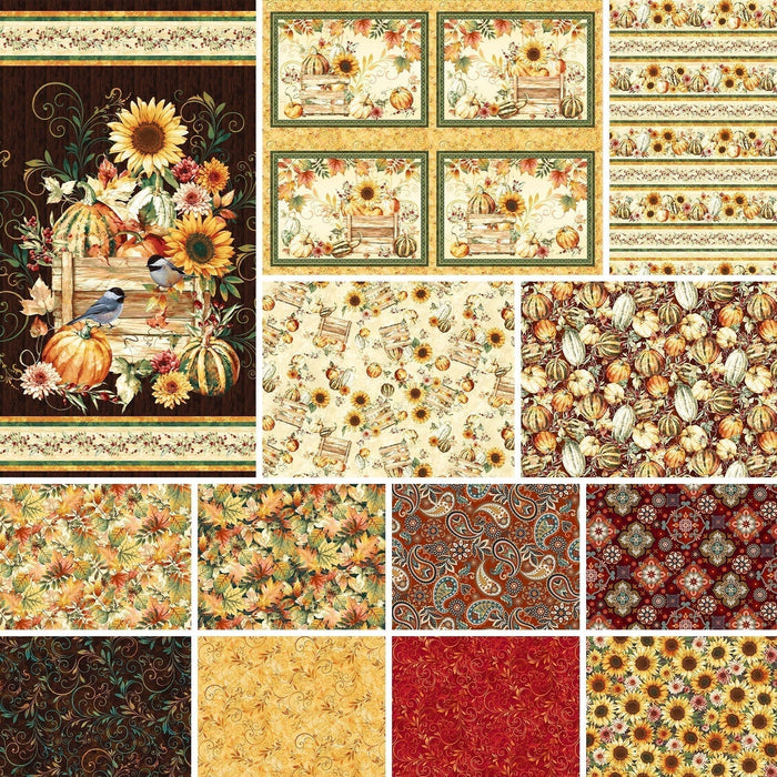 Fall Into Autumn - by the yard - by Art Loft for Studio E - 7255-44 Fall - feathers or scrollwork on tan or beige