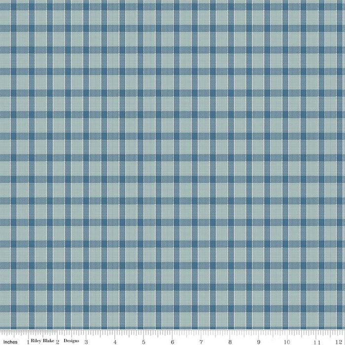 Chunky Thread - Home Decorator Fabric - Plaid Denim - per yard - Lori Holt for Riley Blake designs - 57/58" wide - HD15323 - Denim-Decorator Fabric-RebsFabStash