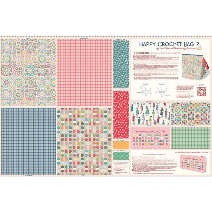 Happy Crochet Bag 2 - Home Decorator Fabric - per panel - Lori Holt for Riley Blake Designs - 36" x 54" - HD15325-Panel-Decorator Fabric-RebsFabStash