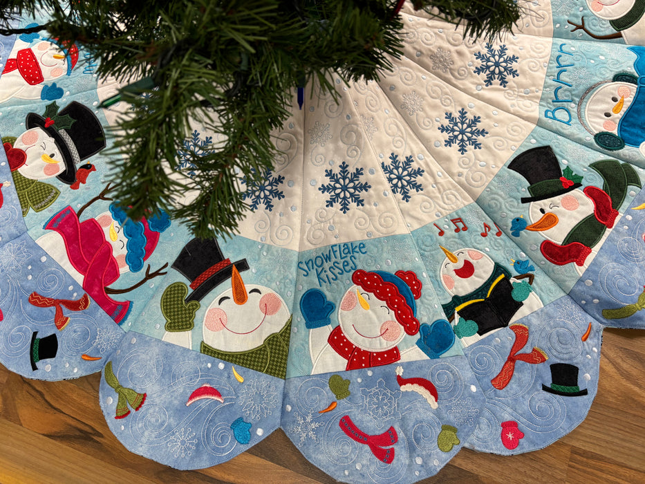 Snowman Tree Skirt - Fabric KIT - Machine Embroidery - Fabric Only