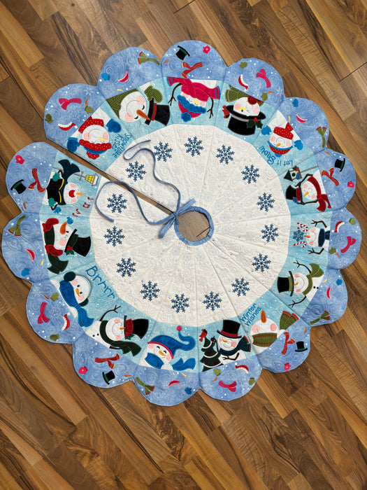 Snowman Tree Skirt - Fabric KIT - Machine Embroidery - Fabric Only