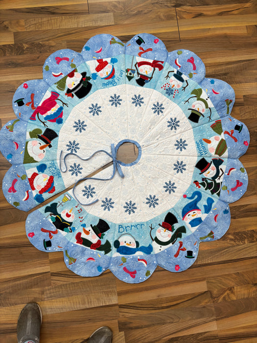 Snowman Tree Skirt - Fabric KIT - Machine Embroidery - Fabric Only